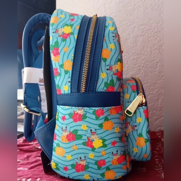 LOUNGEFLY x Pokemon Squirtle Flower All Over Print Mini Backpack - Picture 3 of 9